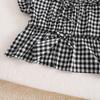 Girls' Outfit Children's Clothing Autumn New Sweet Artistic Style Plaid Long Sleeve Top with Lace Wide-Leg Pants
