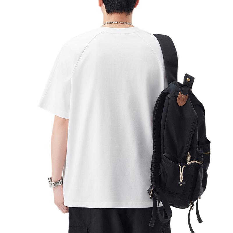 Solid Color Short-sleeved T-shirt for Men's Round Neck Five-point Sleeve Japanese Loose T-shirt Versatile