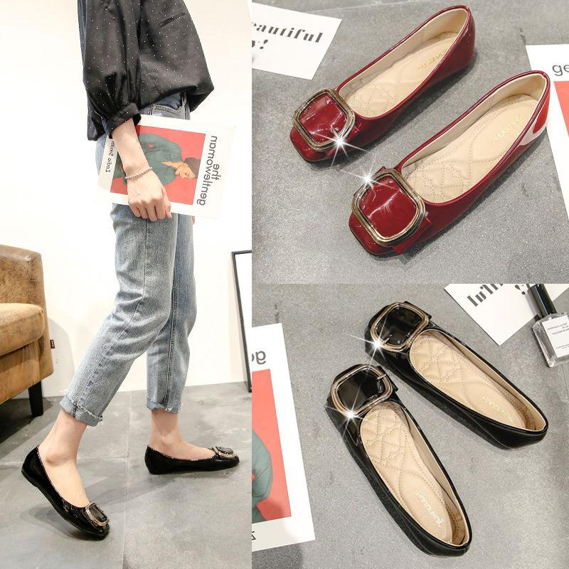 Fashion Spring Summer Flats Women Shoes Elegant Office Ladies Shoes Soft Black Red Plus Size 42 D376