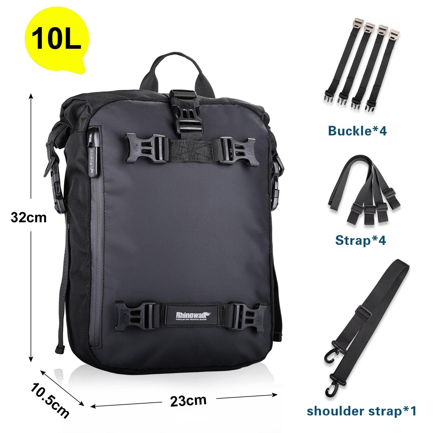 Rhinowalk Motorcycle Rear Seat Bag 10L Or 20L Or 30L Waterproof Saddle Side Bag Luggage Pack MultiFunction Shoulder Bag Backpack Black-10L