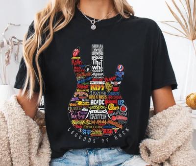 Legends of Rock T-Shirt, Vintage Guitar Band Logo Graphic Tee for Music Lovers Unisex T-Shirt