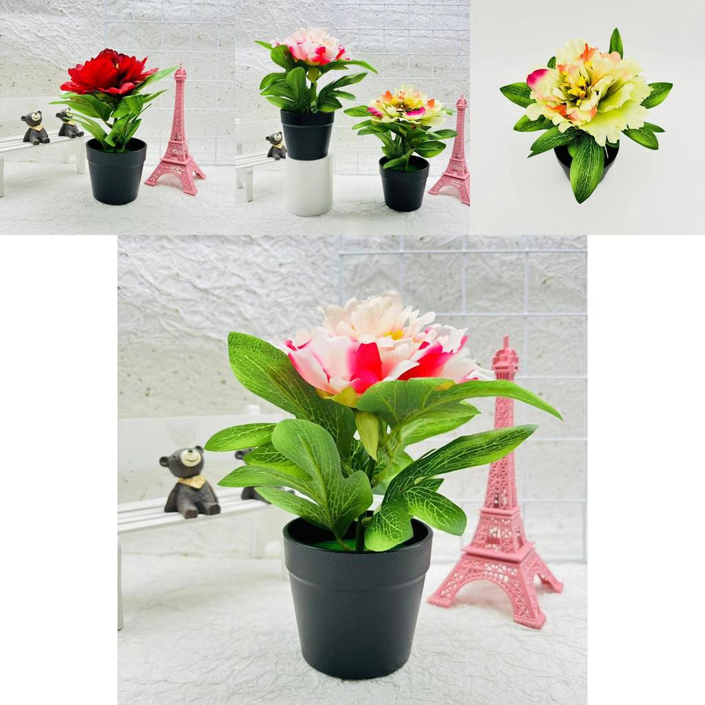 Faux Peony Flower With Silk And Plastic Material For Home Office And Indoor Botanical Decor