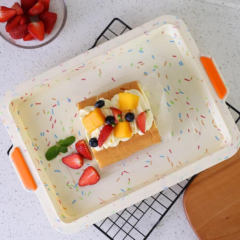 Nonstick Rectangle Silicone Brownie Pan Cake Baking Mold Loaf Mould Heat Resistant Baking Tray Swiss Roll Mat Kitchen Cake Tools