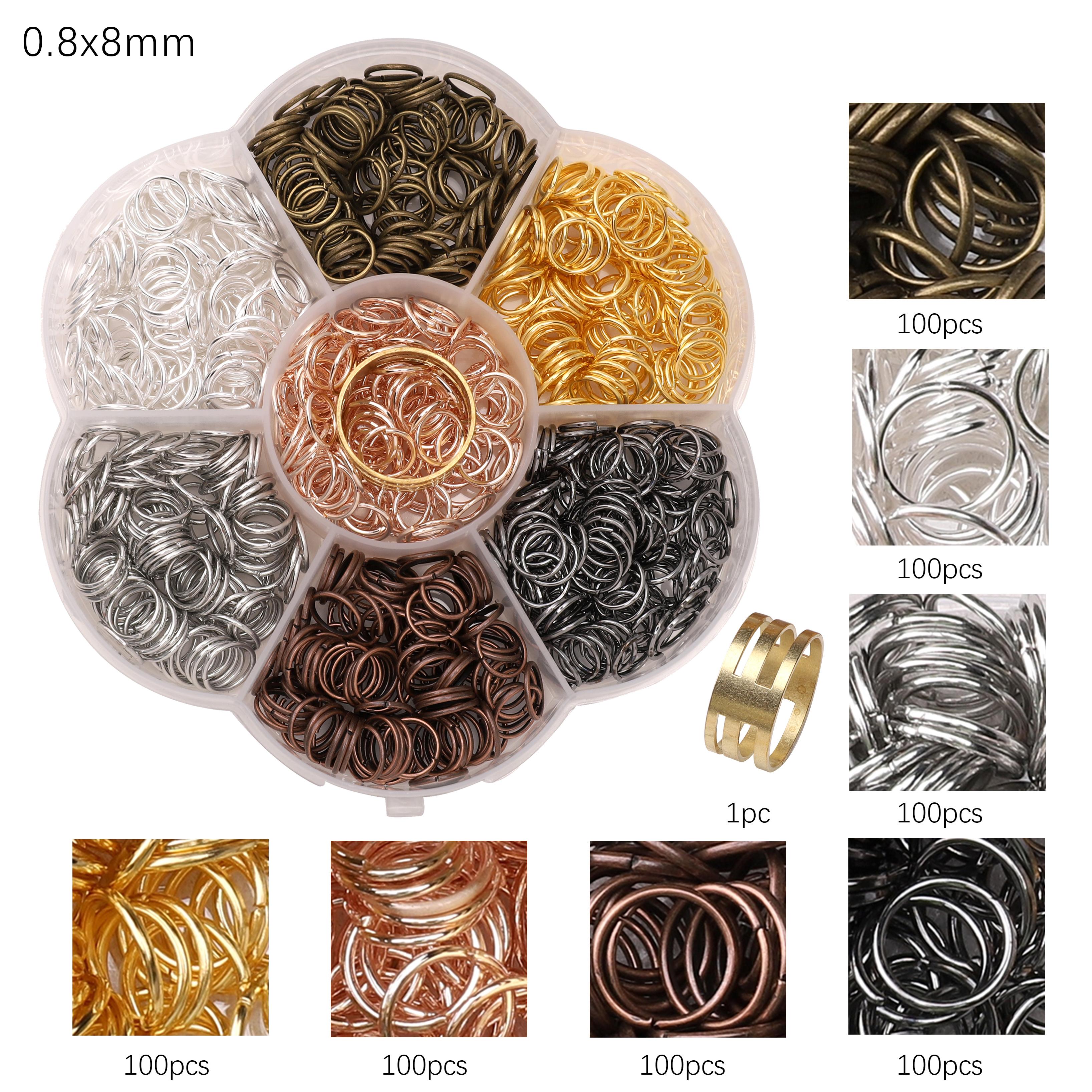 

7 коробок/пакетик Железные соединительные кольца Застежки-лобстеры для DIY аксессуаров Изготовление ювелирных изделий 0.8x8mm 700Pcs+Ring разноцветный
