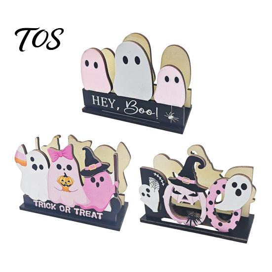 Halloween Kitchen Paper Towel Holder Wooden Napkin Holder, Ghost Pumpkin Tabletop Decor for Dining Room, Cute Theme Storage Spooky Organizer