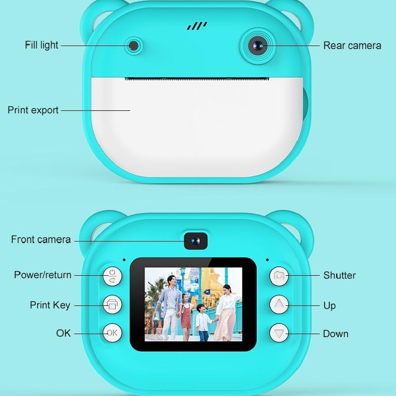 Polaroid Infantil Pode Tirar Fotos e Imprimir Mini Câmeras Digitais, Impressão Infantil Pequenas DSLRs