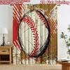 2D Flat Printing 2pcs Curtain Curtain Baseball Sketch Art Digital Printed Polyester Drapes Family Party Decoration for Home Wall