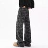 Herren Vintage Camo Weite Bein Jeans Entspannter Gerader Schnitt Arbeitskleidung Hosen