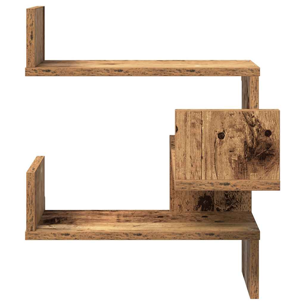 Vintage wooden corner shelf, creative design irregular wall shelf, artistic wall-mounted decorative storage rack, 40x40x49,5 cm