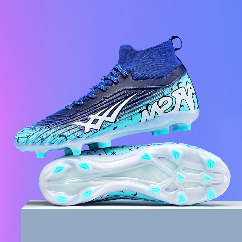Foreign trade European Cup new football shoes men's high-top youth student training shoes AG spikes sports shoes