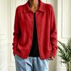 Women's Color Knit Cardigan Sweater with Long Sleeve and Button Lapel
