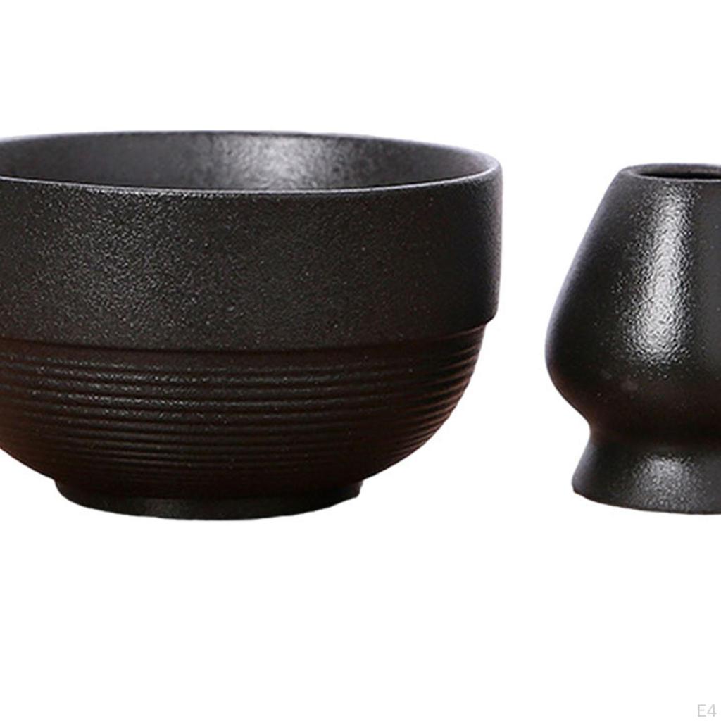 4 Pieces Matcha Bowl Bamboo Whisk and Holder Tea for Lovers Ceremony Tools