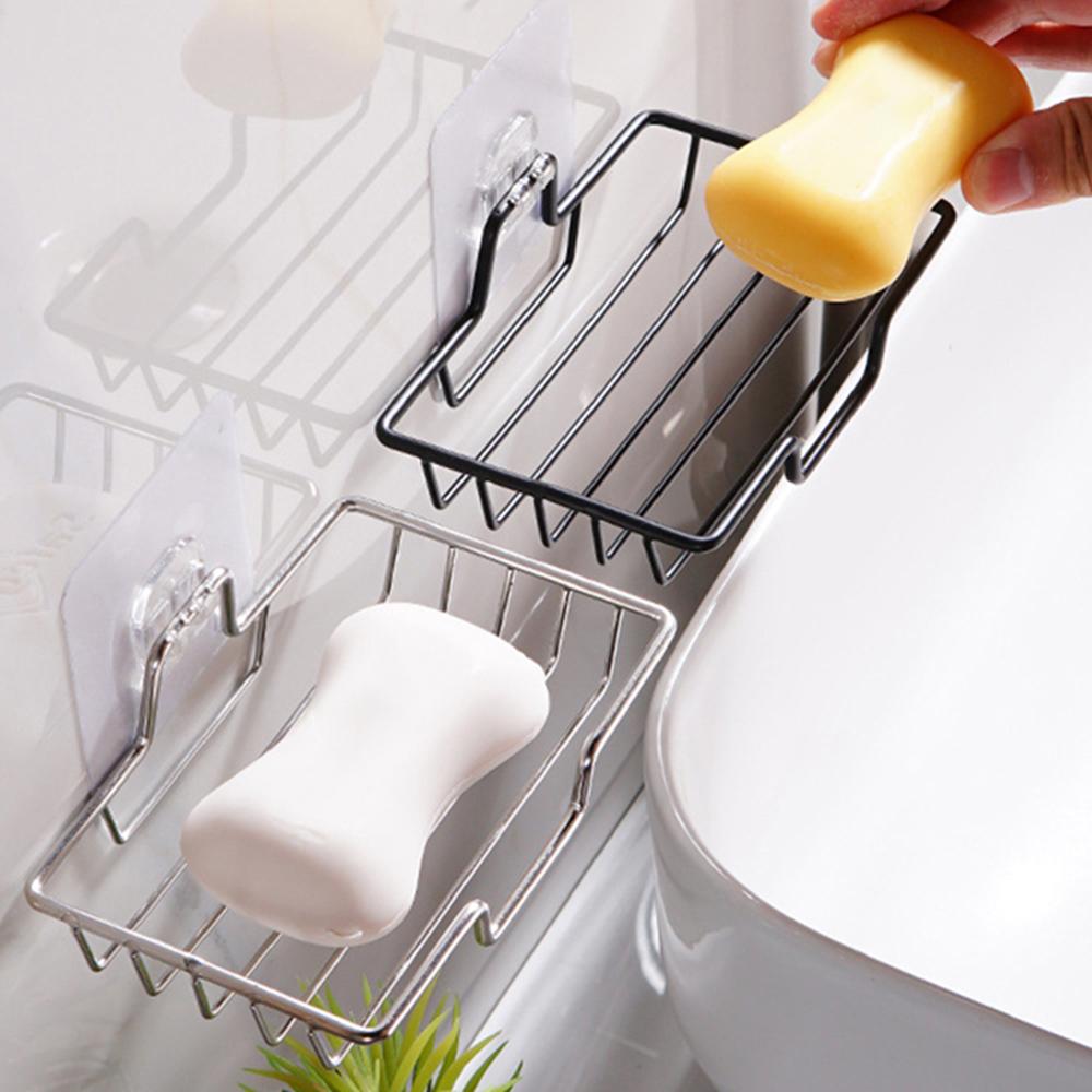 1 Stainless Steel Soap Holder For Household, Non-Punching Wall Hanging Soap Tray, Suitable For Bathroom, Kitchen, Square