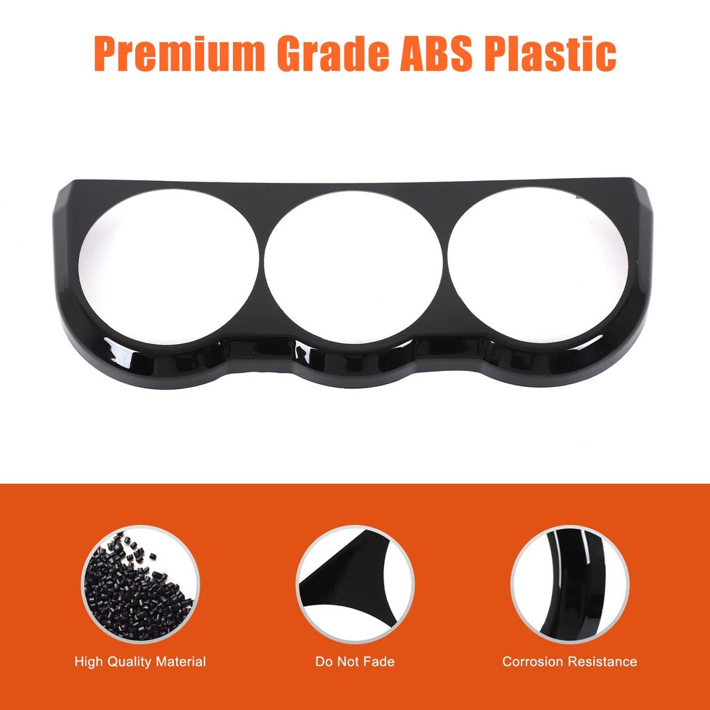 Glossy Piano Black ABS Triple Gauge Cluster Trim For Toyota FJ Cruiser 2007-