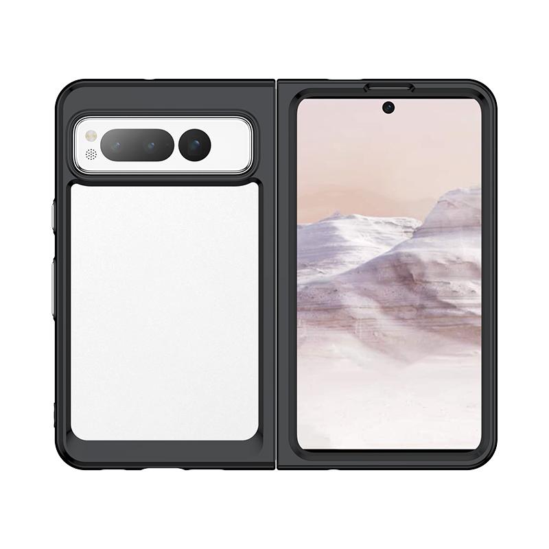 Для Google Pixel Fold Case роскошный силиконовый прозрачный бампер для Pixel Fold Capa TPU противоударный чехол для Google Pixel Fold Cover For Pixel Fold чёрный