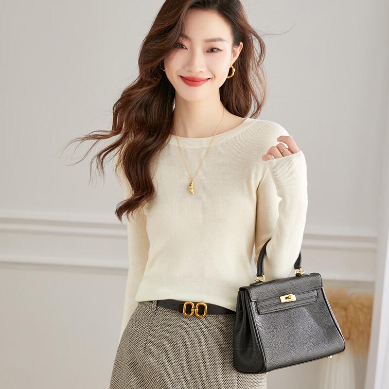 Srcr Women's Slim Fit Wool Blend Long Sleeve Knit Base Layer Sweater