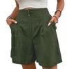 Women's Loose Casual Pants Button -Color High Waist Straight Shorts