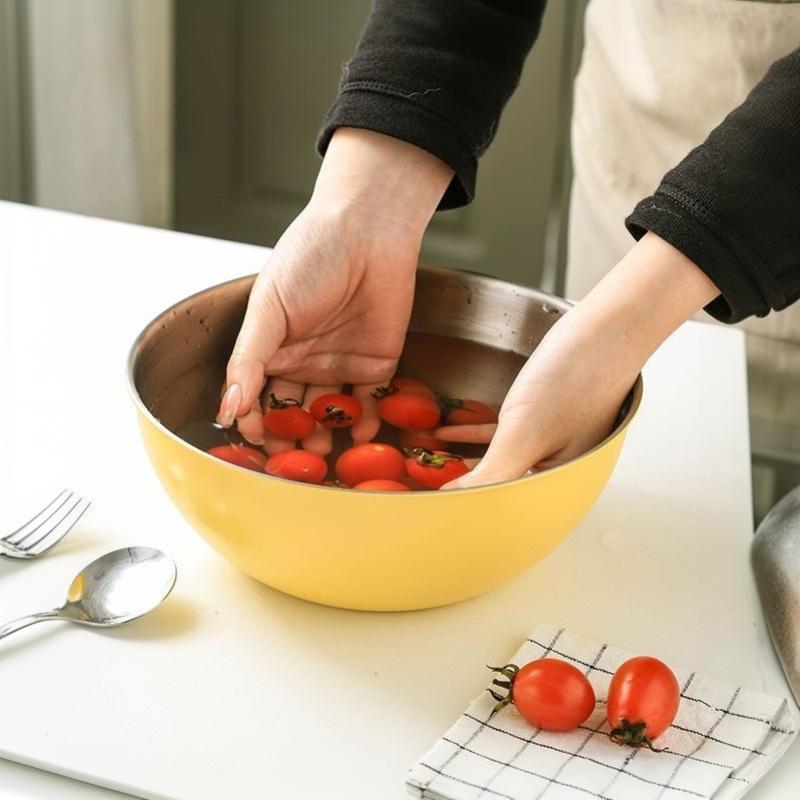 Stainless Steel Salad Mixing Bowl With Scale For Household Kitchen Knead Dough Baking Cooking Cream Tableware