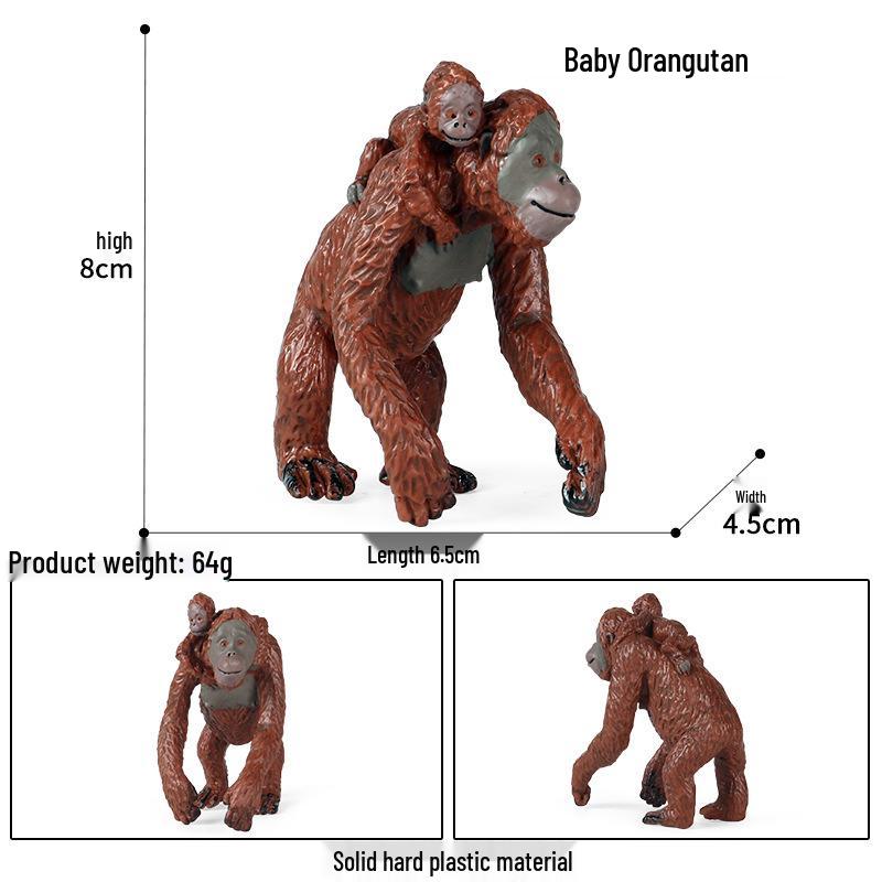 Wild Animal Model Toys: Red Ape Gibbon Monkey for Early Childhood Education