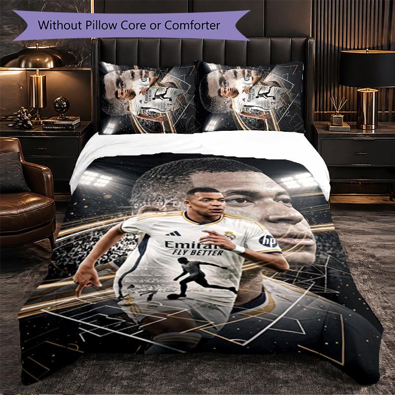 Kylian Mbappe Themed Bedding 3Pcs Duvet Cover Set Decorative Bed Linen For Teen Room Home Decoration