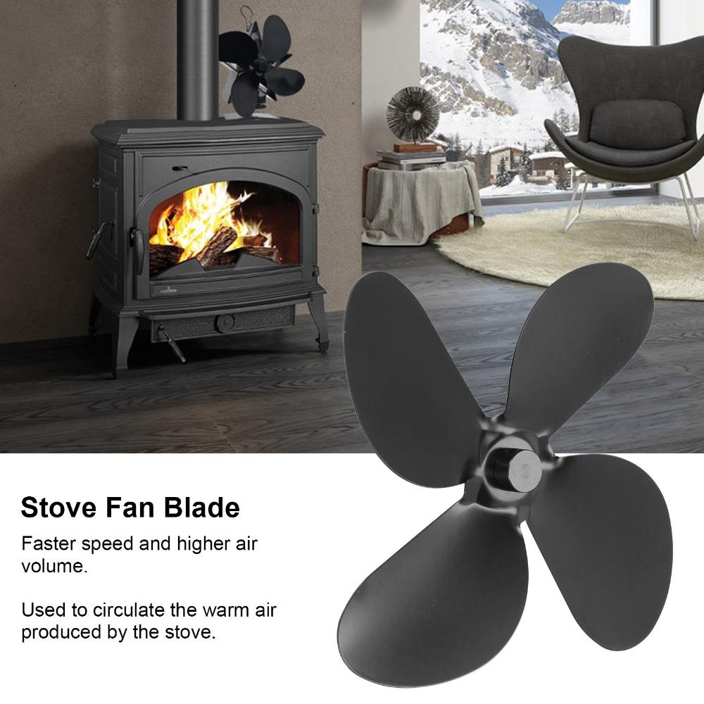 Aluminum Alloy Stove Fan Blades High Temperature Resistant 4 Blades Heat Powered Fan Heavy Duty High Performance
