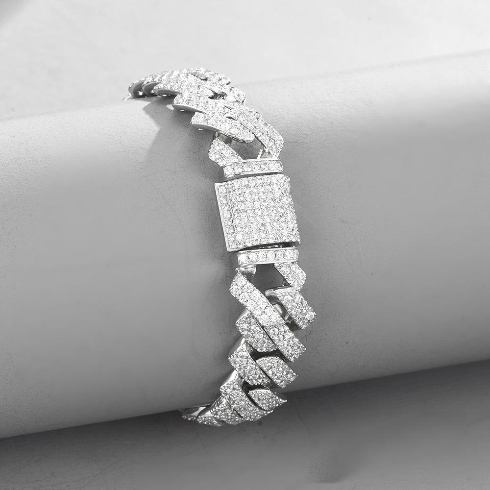 Men s Hip Hop Full Diamond Cuban Link Necklace - Durable and Non-Fading Jewelry
