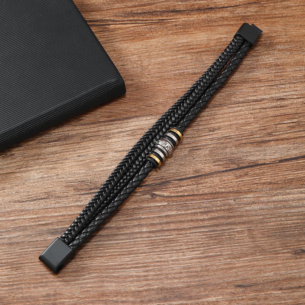 Herren Mehrschichtiges DIY Leder Handgewebtes Armband Retro-Stil