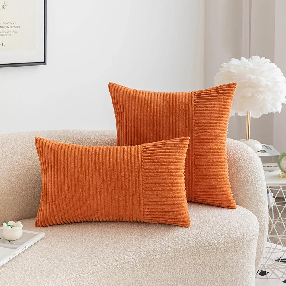 Striped Corduroy Cushion Cover Decorative Pillows for Sofa Living Room Patchwork Throw Pillow Cover Modern Simple Waist Cover