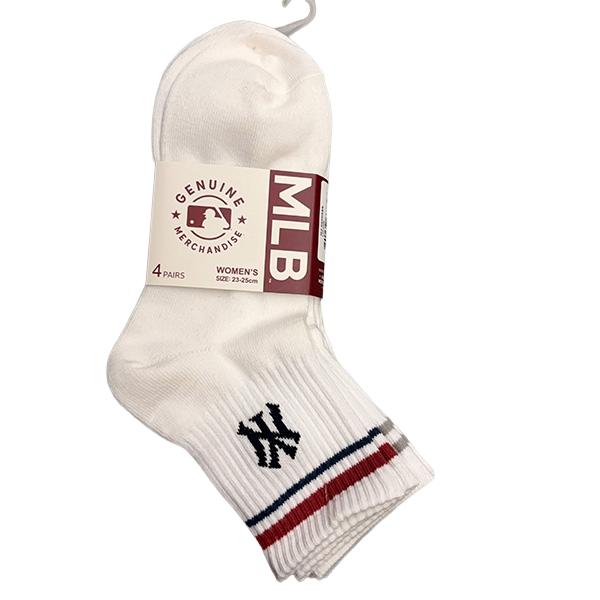 MLB Women s Fashion Point Logo Mid-Calf Crew Socks 4 Pairs