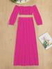 Women's European & American Off-Shoulder Swimsuit Cover-Up: Long Sleeve, High Slit Skirt, Two-Piece Set