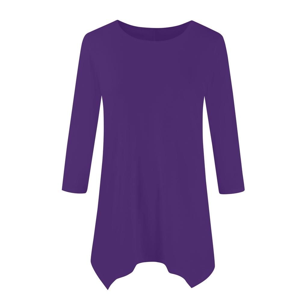 Women's Fashion Casual Round Neck Seven-point Sleeve Shirt Belted Loose Comfortable Top