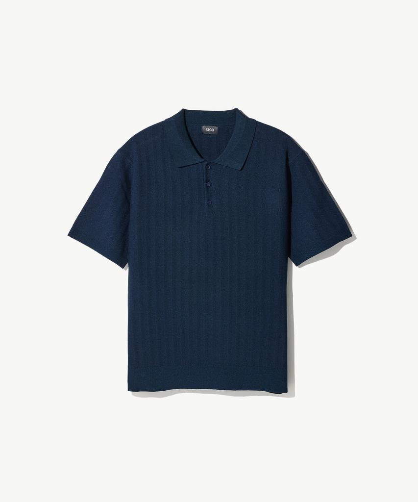 STCO Wavy Collar Knit Navy (Semi-Oversized Fit)_Sktwb55Nsn