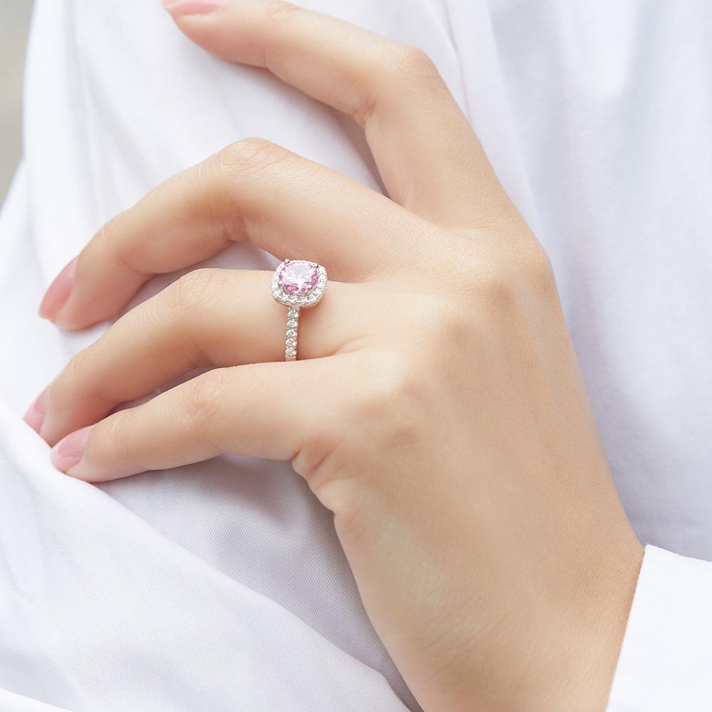 925 Sterling Silver Women's Opal and Red Corundum Zircon Gemstone Index Finger Ring
