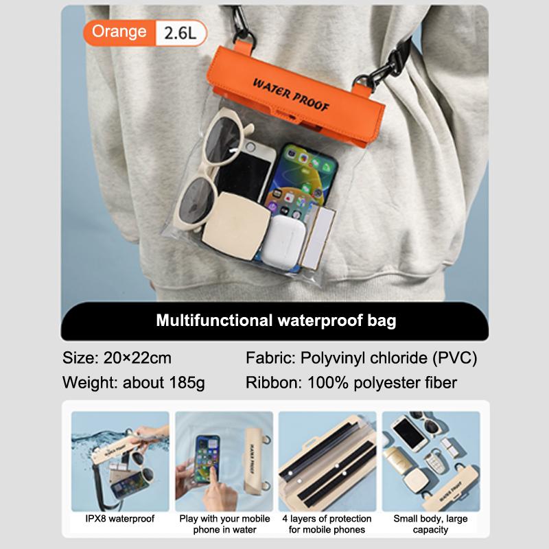 Large Capacity Waterproof Phone Case Adjustable Touch Screen Swimming Waist Bag, Underwater Bag Mobile Belt Bag Protector Pouch