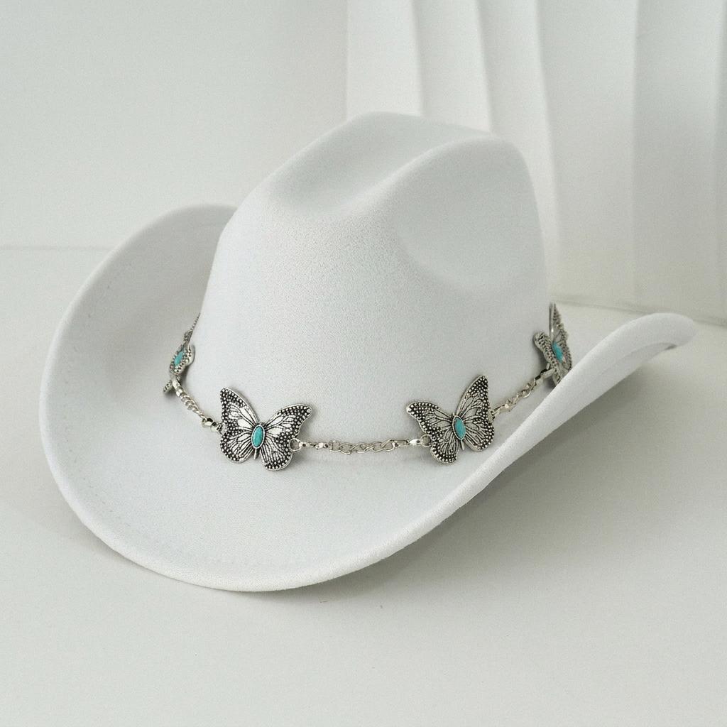 

Felt Cowboy Hat Sun Round Crown Cowboy Hat Decorative Cowboy Hat Eye-Catching For Daily Outing Picnic Styling Shooting
