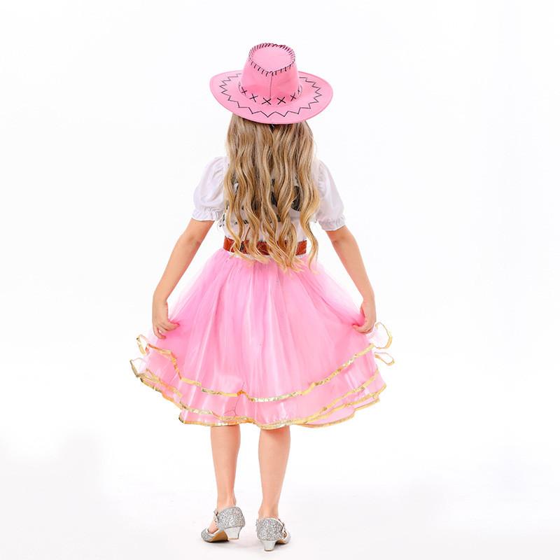 Vestligt Denim Sæt Børnenes Feriefesttøj Cosplaytøj Pige Kjole Tøj Cowboyhat