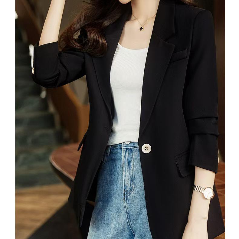 Women s High-End Coffee Color Suit Jacket – Spring/Autumn 2025 New Style, Petite Casual Blazer XL