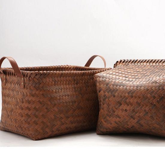 Aufbewahrungskorb, gewebt, große Tragfähigkeit, Griffe, flexibel, druckbeständig, großes Fassungsvermögen, glatt, für Gemüse, Obst, Spielzeug im Freien, Aufbewahrungskorb für Wäsche