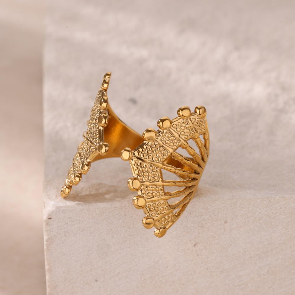 Anillos de Abrazo Geométricos Vintage para Mujer Acero Inoxidable Color Oro Anillo Ajustable Estético Boda Moda Impermeable Circonita