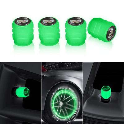 4Pcs Fluorescent Green Car Wheel Tire Valves Caps Luminous Valve Dust Covers For Escalade GT4 XT4 ATS XT5 CTS XTS RS