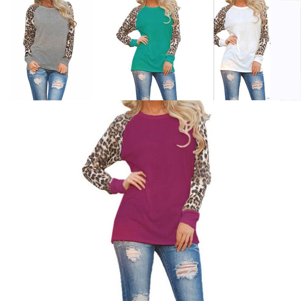 Womens Plus Size Long Sleeve Leopard T Shirts For A Relaxed And Trendy Casual Look