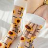 Creative Harajuku New Product Crystal Silk Tide Socks Funny Sunflowers Thin Glass Silk Tube Women's Trendy Socks Female