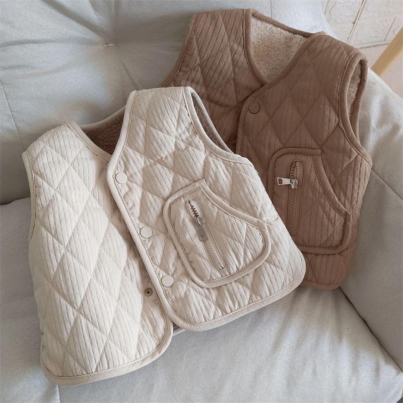 Children's Retro Lambswool Fleece Vest, Double-Sided, Autumn/Winter, Korean Style for Boys and Girls