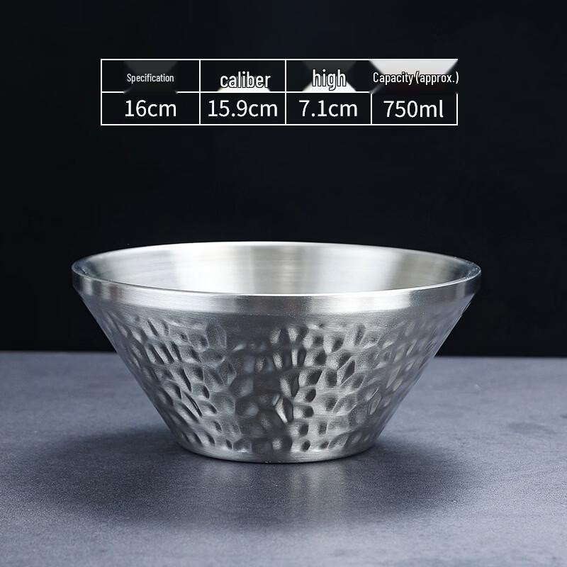 ZISIZ Nordic Hammered 304 Stainless Steel Salad Bowls (Set of 2)