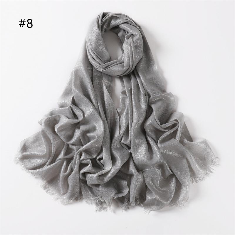 Spring and summer new solid color long scarf human cotton gold silk silver silk scarf women's monochrome long headscarf shawl