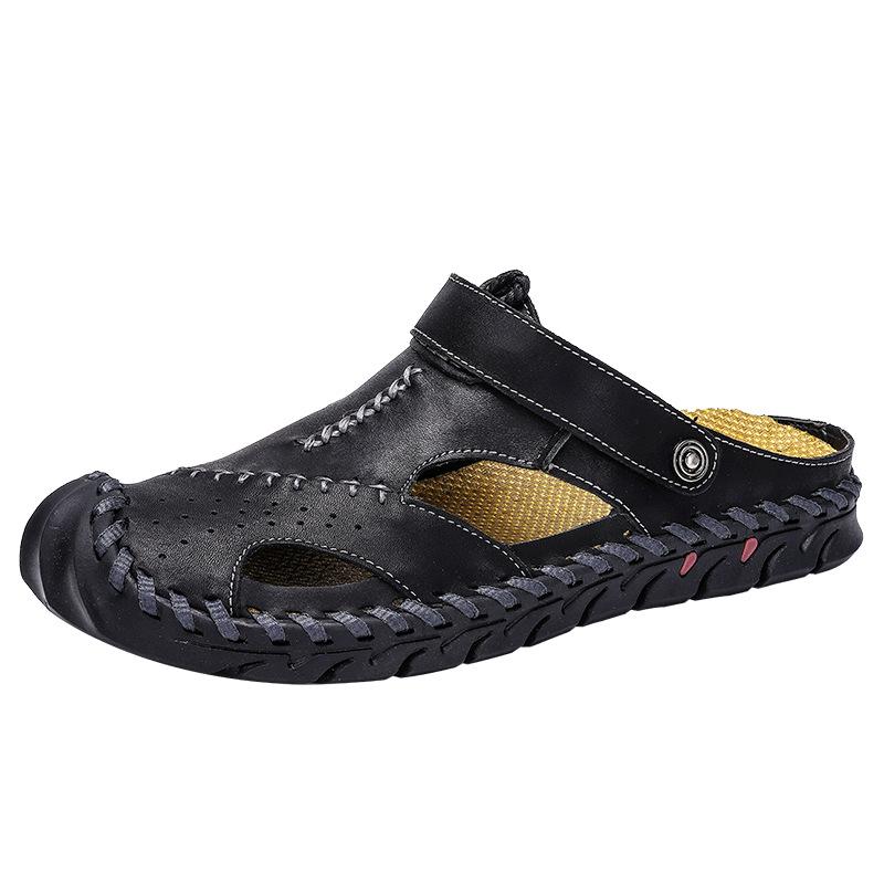 Fashion 2024 New Summer Men's Sandals Soft Comfortable Breathable Leather Sandals Men Outdoor Beach Sports Sandals Plus Size Men's Shoes