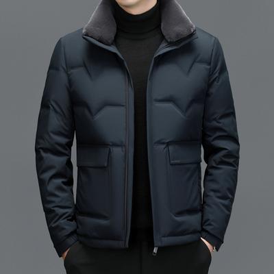 Neue lässige Herrenjacke mit Stehkragen und abnehmbarem Pelzkragen