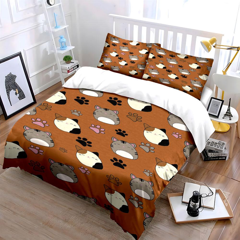 Cats and Paw Prints. Bedding Sets Duvet Cover Sets Duvet Covers Pillowcases(1 * Duvet Cover 2 * Pillowcases, Without Duvet Insert)