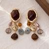 Bohemian Ethnic Tassel Pendant Earrings for Women Vintage Geometric Resin Simulated Gemstone Dangle Earrings Female Gifts