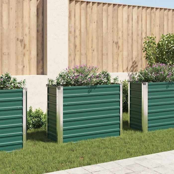 VidaXL Lit Surélevé Acier Galvanisé 100x40x77 cm Vert Jardinière Pot de Fleurs 44853